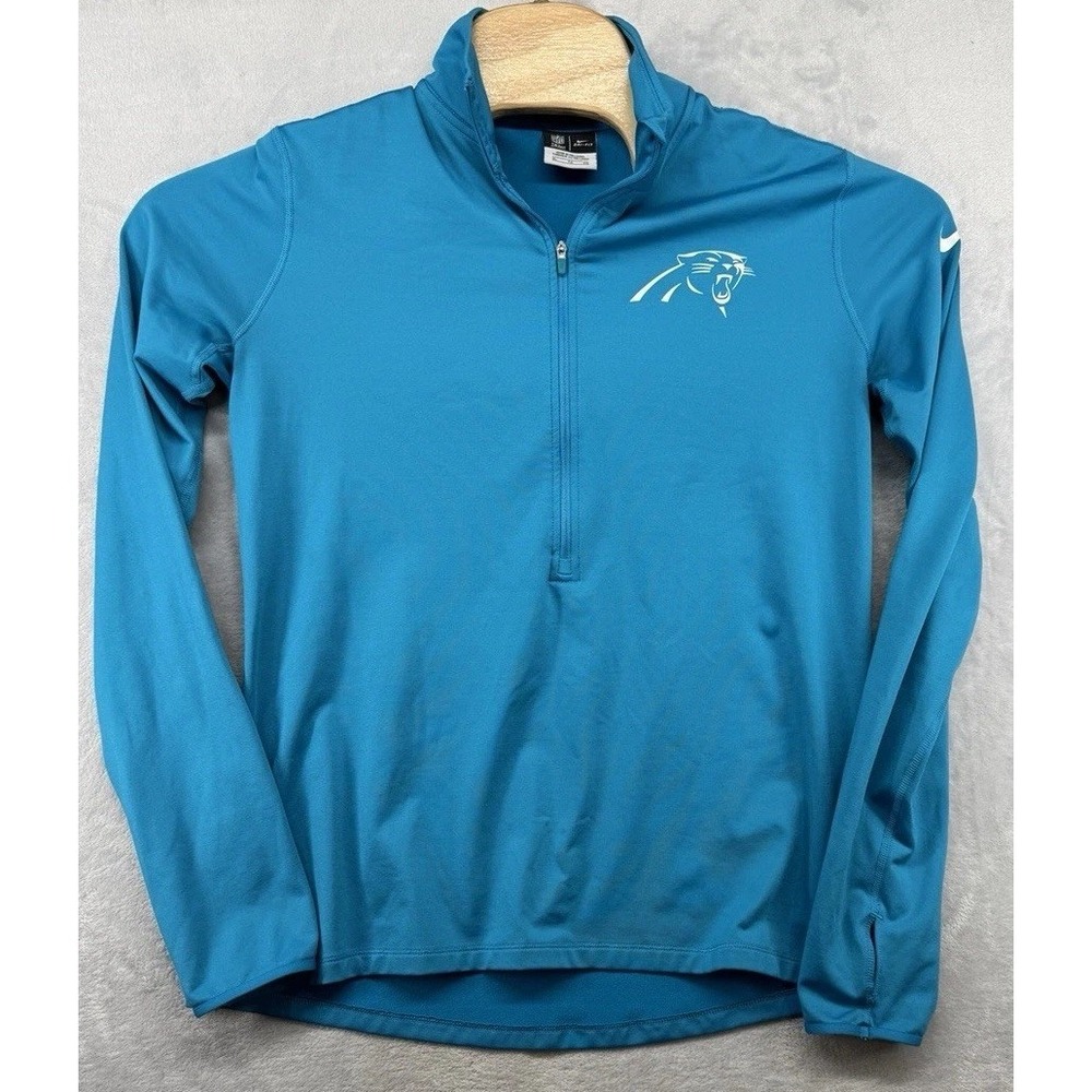 Nike Dri Fit Carolina Panthers NFL 1/2‎ Zip Jacket Blue Women's Size XL
